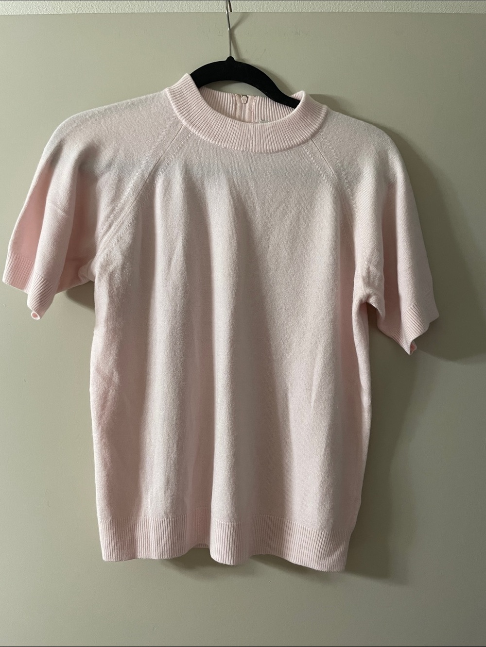 Vintage Designers Originals Light Pink Ribbed Crew Short Sleeve Sweater Size S